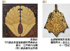 杏葉紋（図1）と金銅製棘葉形杏葉（図2）